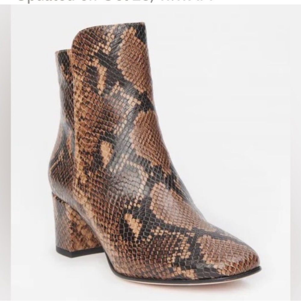 J.McLaughlin Aida Snake-Embossed Leather Bootie Boots Brown Sz 6 NWOT $328 Fall